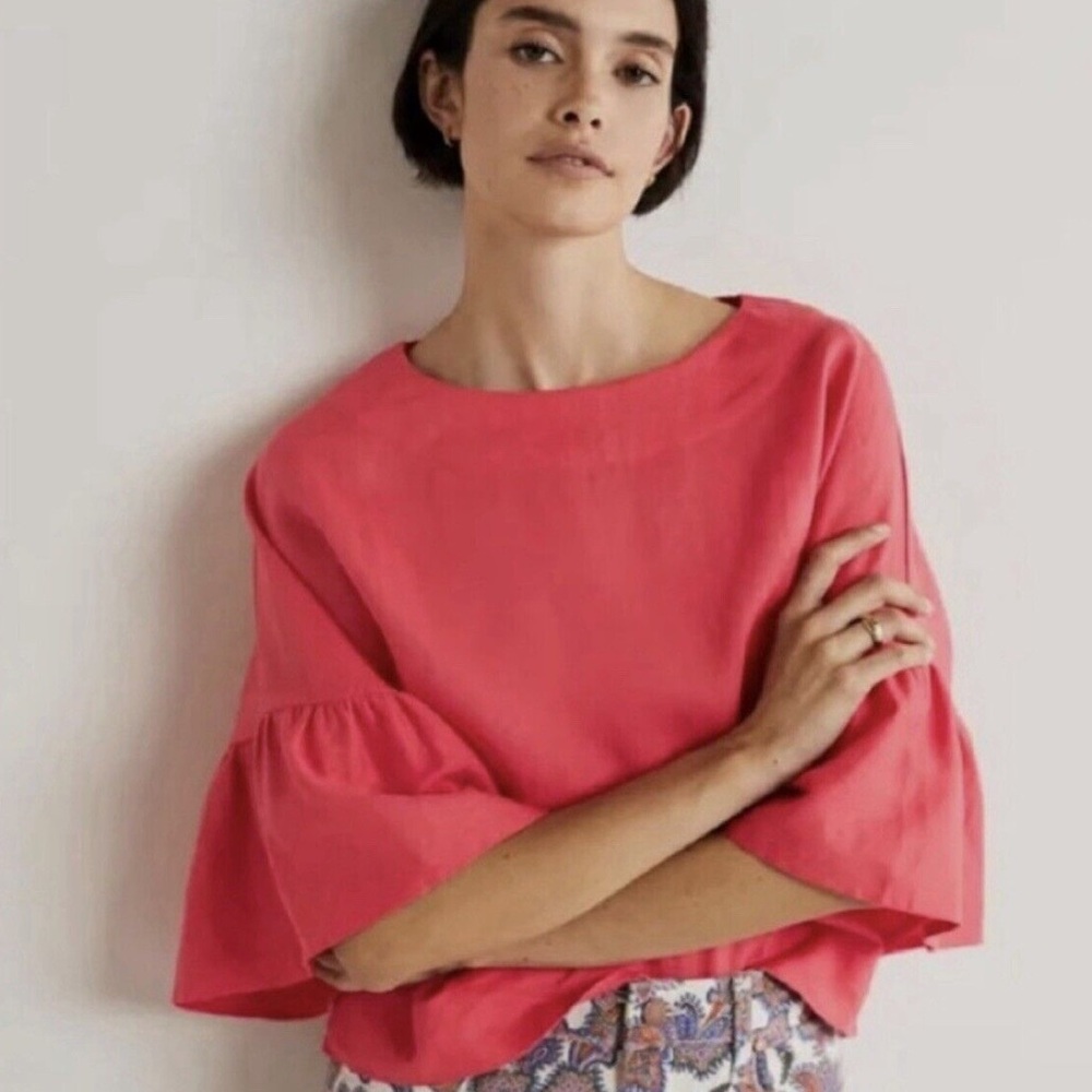 Boden Pink Blouse with Flared Sleeves